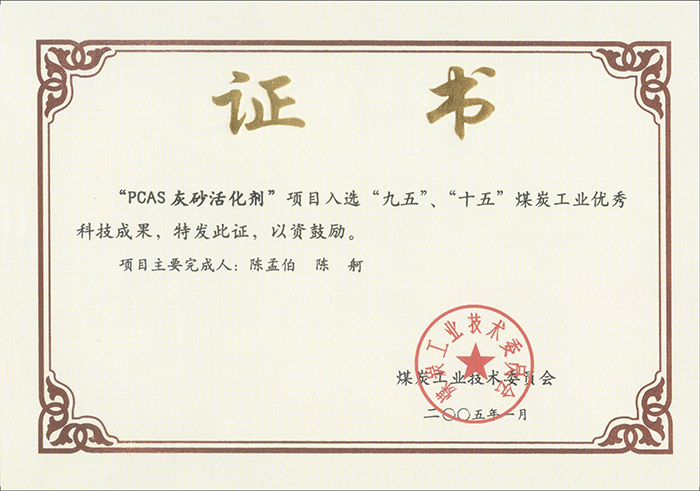 2005年1月PCAS灰砂活化劑獲“九五、十五”科技成果獎(jiǎng).jpg